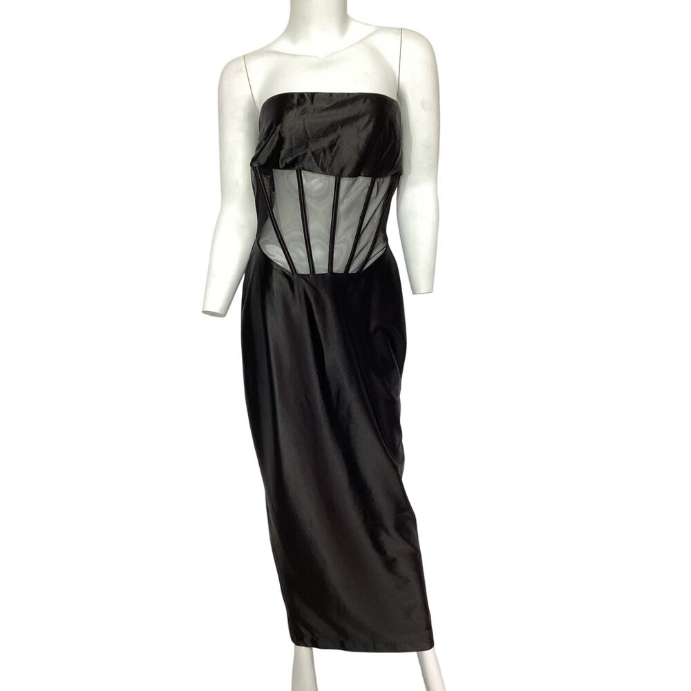 Retrofete Strapless Black Baila Dress Size L - Picture 2 of 4
